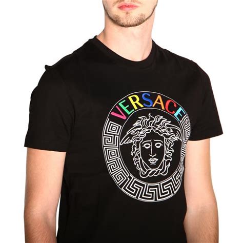 versace t shirt herren schwarz bunte schrift